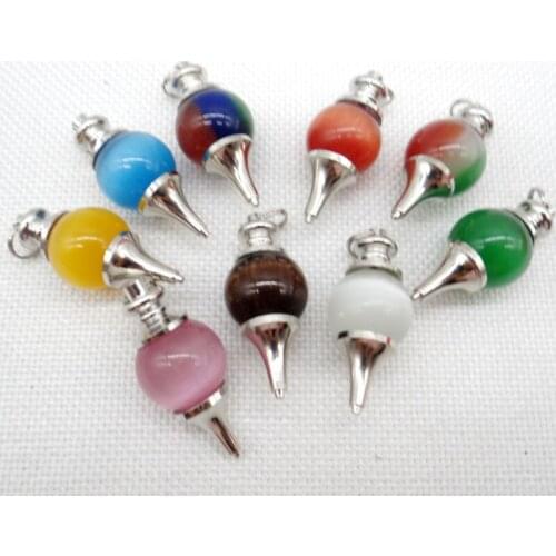 Natural Gem Stone Lapis Tiger Eye Opal Crystal Quartz Charm bead Pendants For DIY Jewelry Making Necklaces Accessories 10pcs