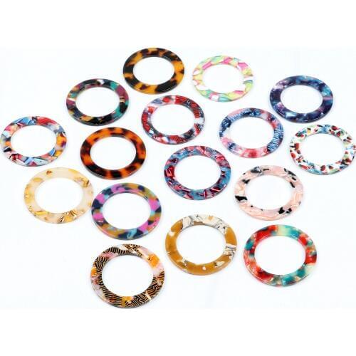 Tortoise Shell Earring Charm,Acetate Acrylic Beads,Circle Shaped,Boho,Leopard Print,Earring Parts,Ohrringe finding,44mm-ACE227