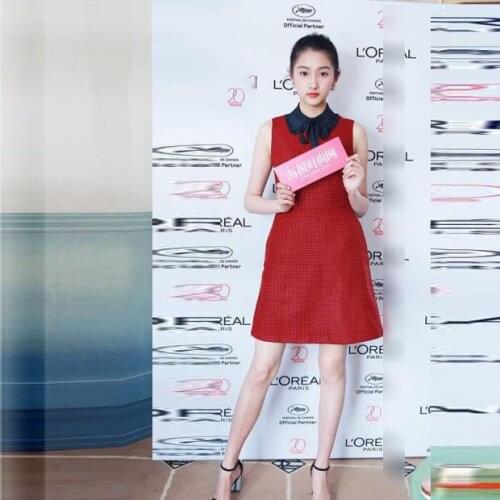 Patads Italian Womens red autumn winter wool red black checkerboard pattern bow dress