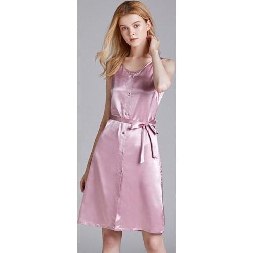 Sleepwear Ladies Summer Silk Cardigan Large Size Sleeveless Thin Nightgown Simple Solid Color Nightdress Casual Home Clothing