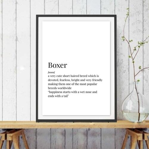 Boxer Definition Canvas Painting Posters Print Boxer Dog Gift Boxer Lover Present Minimalism Wall Art Pictures Home Room Decor