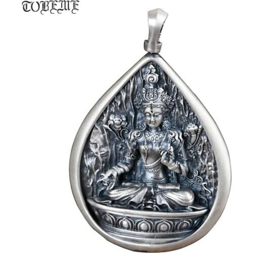 100% 990 silver Tibetan Gau pendant tibetan White Tara Buddha pendant buddhist Prayer Gau Box box pendant White Tara