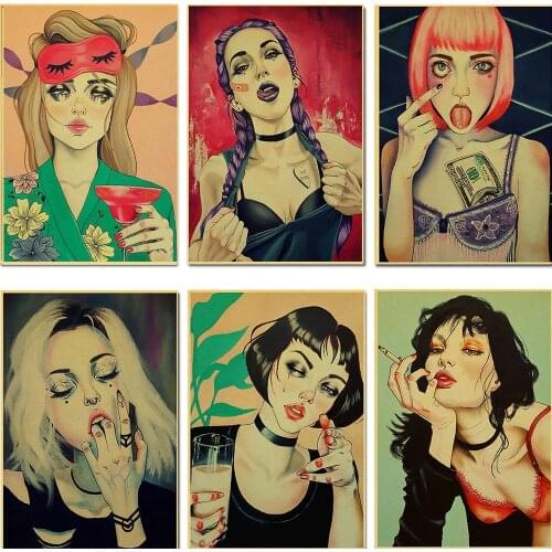 SEXY GIRL Graffiti high quality Retro Poster Vintage poster Wall Decor For Home Bar Cafe Dormitory apartment decoration