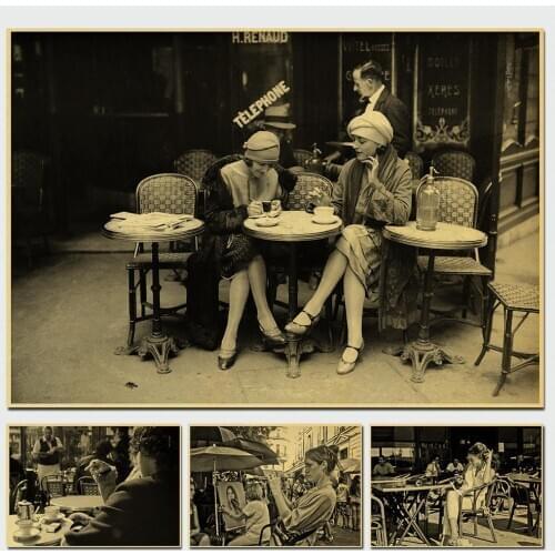 Paris terrace Cafe Retro Poster Vintage poster Wall Decor For Home Bar Cafe Painting Gifts Home & Living