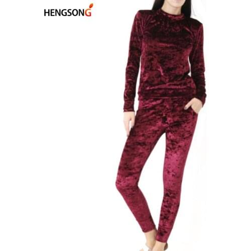 Casual Tracksuit Autumn Women Warm Velvet 2 Piece Set Tracksuit Velor Smooth Soft Home Suit Women Fitness High Quality Set