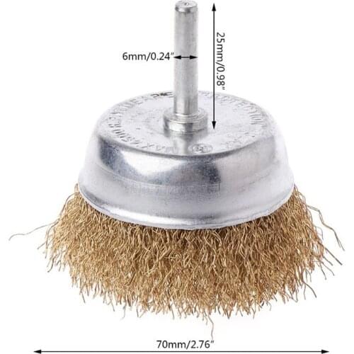 6mm Shank Bowl Wire Brush For Electric Drill Rusty Remove Cleaning Grinding Polishing Grinding Rust Paint Remover Tools