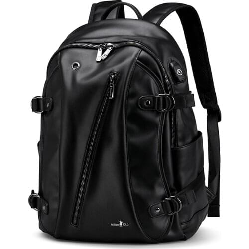 2021 New Preppy Style Backpack Large Capacity Wear-Resistant Waterproof PU Paterial USB Mobile Phone Charging Computer Bag