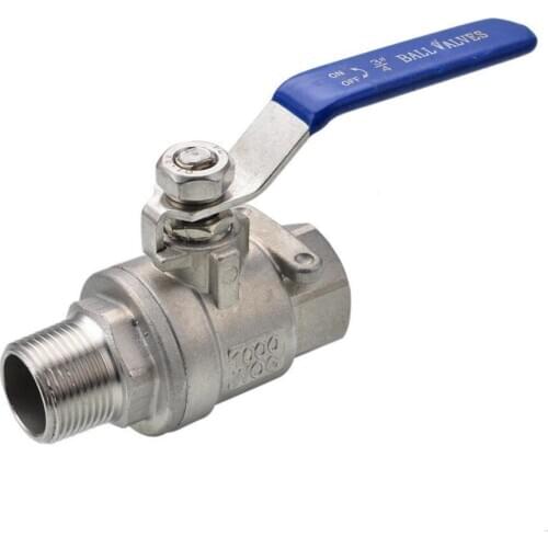 304 Stainless Steel Ball Valve 2-piece Type For Water Oil Gas 1/4" 3/8" 1/2" 3/4" 1" BSP Female To Male Thread