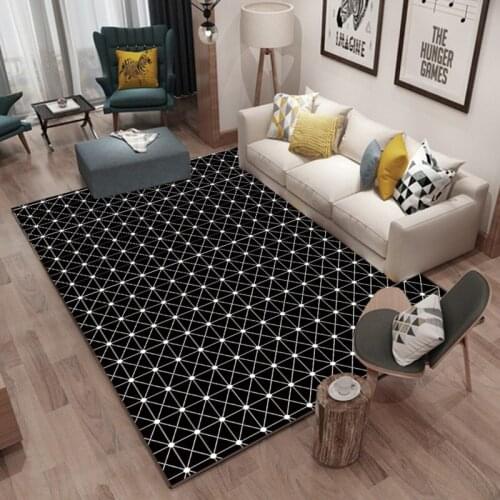 Modern Bedroom Black and White Carpet Nordic style Simple Kitchen coffee table Floor Rugs 3D Printing Living Room Tea Table Mats