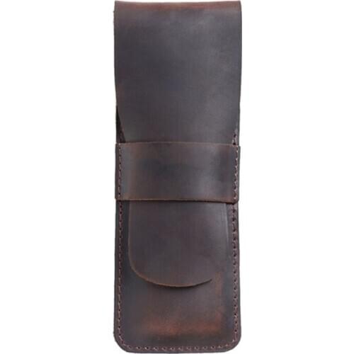 NEW-Handmade Leather Pencil Storage Bag Cowhide Fountain Pen Case Holder Vintage Retro Accessories for Travel Journal