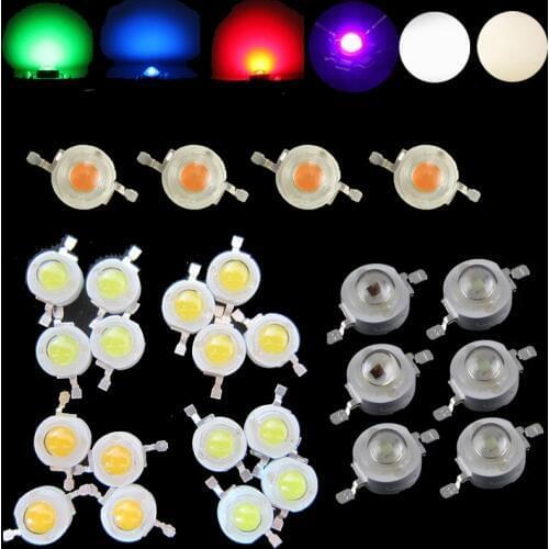 10pcs LED Diodes Light 2W 3W Watt Neutral Cool Cold Warm White Red 660nm Blue 445nm Green Yellow UV IR Full Spectrum Grow Light
