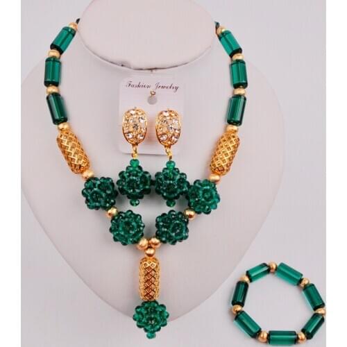 Teal Green African Beads Jewelry Set ZQ3-07