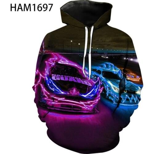 Neon Car3D Printing Hoodie Mens and Womens Spring and Summer New Sports Shirt Childrens Animation Fashion Cool Casual Pullove