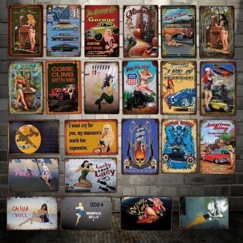 [ DecorMan ] Custom Lucky Pin up Garage Wall Poster Tin Sign Bar PUB Decor LT-1998