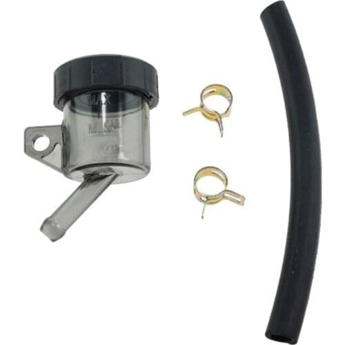 Universal Motorcycle Brake Fluid Tank Reservoir Oil Cup Accessories with Pipe Bracket for BMW Yamaha Honda Suzuki