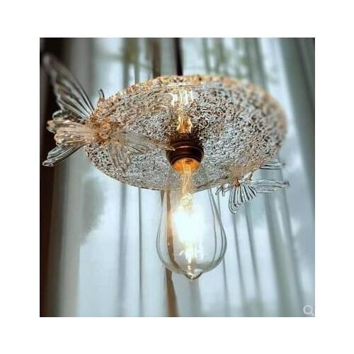 Japanese old Shanghai glass cloakroom bedroom bar window retro Nordic Butterfly dormitory brass chandelier LED