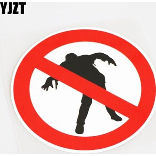 YJZT 11CM*11CM Novelty Warning Mark Zombie PVC Car Window Sticker Decal 13-1132