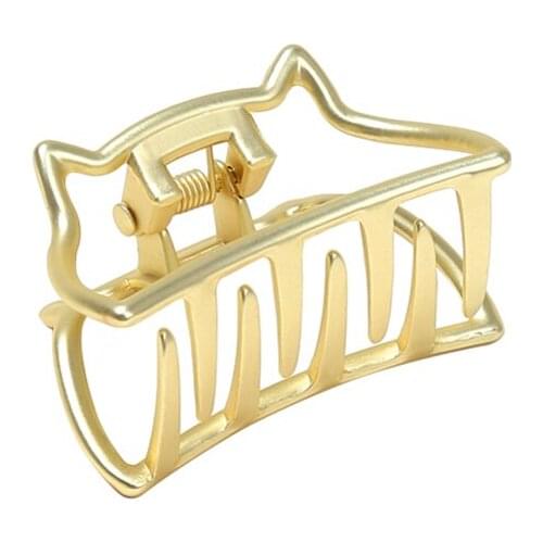 Retro Metal Flower Heart Panda Triangle Fan Cat Simulated Pearl Matte Golden Hair Claws Jaw Clips Barrette Headwear for Women