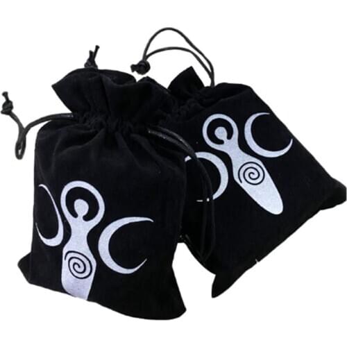 1pc Velvet Moon Phase Goddess Tarots Storage Bag Rune Board Game Card Drawstring Package 7"x5"