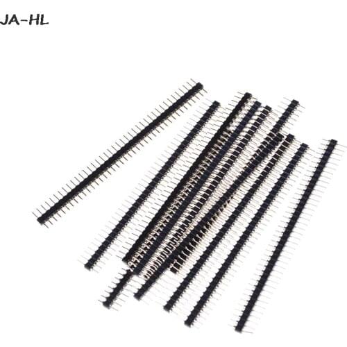 10pcs/lot Connector Gold Plated Straight Round Pin Header Strip Single Row 40 Pin 2.54mm Male Connector Breakable Strip