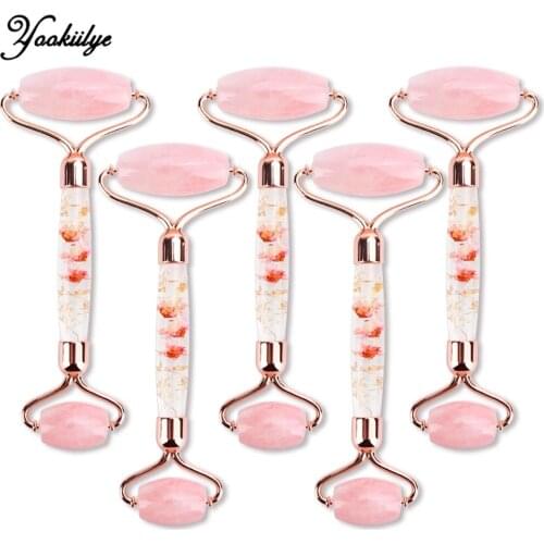 3/5pcs Rose Quartz Petal Roller Slimming Face Massager Lifting Jade Facial Massage Roller Anti-wrinkle Skin Care for Women Gift