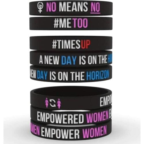 300pcs Motivational EMPOWERED WOMEN Silicone Bracelets Rubber Wristbands Free Shipping by DHL
