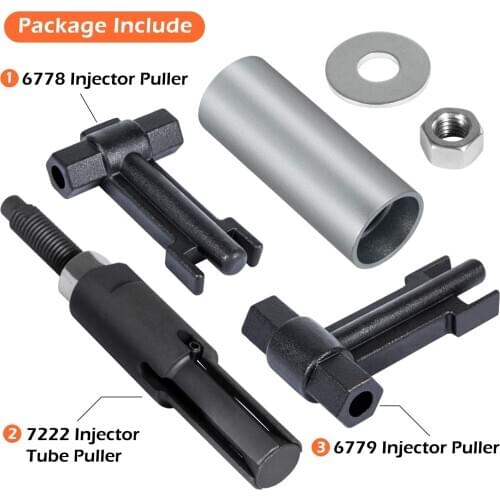 6778+6779 Injector Puller+7222 Injector Tube Remover for GM Duramax 6.6L Engine 2001~2011 (6 PCS)