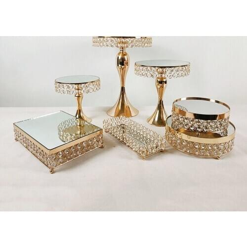 7pcs Gold Cake Stand Set Dessert Display with Multiple Free Combination Styles for Baby Shower, Wedding Birthday Party