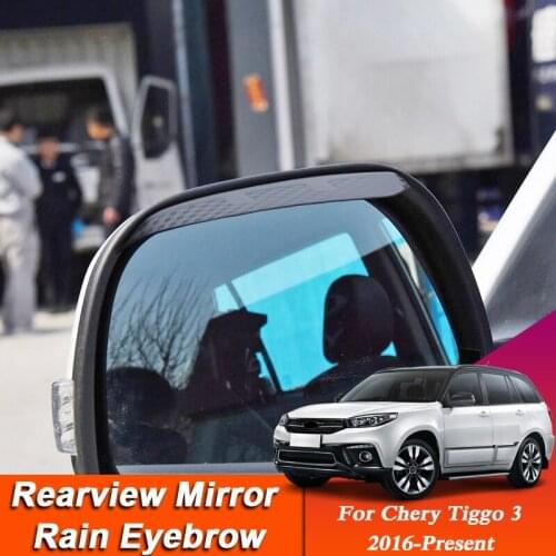 Car-styling For Chery Tiggo 3 2016-Present Carbon Fiber Rearview Mirror Eyebrow Rain Shield Anti-rain Cover External Sticker