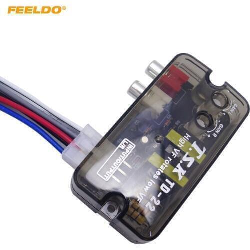 FEELDO 1Pc 12V RCA Auto Car Stereo Audio Speaker Level Converter High VF Rotates Low VF Converter #AM1588