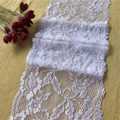 17m White Ribbon DIY Apparel Sewing Fabric Curtain Decoration Fashion African Lace Trim Craft Embroidered Applique Elastic 17CM