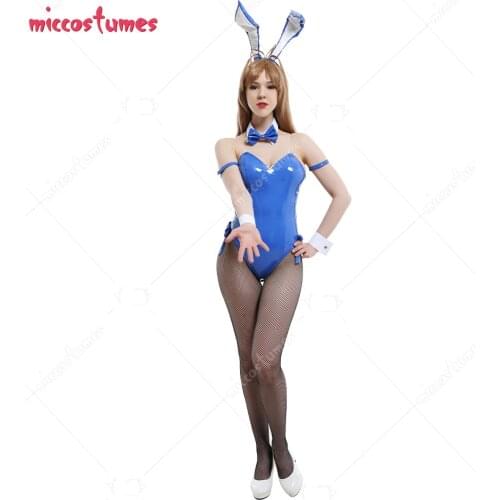 Belldandy Bunny Girl One-Piece Leather Zentai Bodysuit Jumpsuit Cosplay Costume Outfits with Bunny Ear Hair Band and Collar