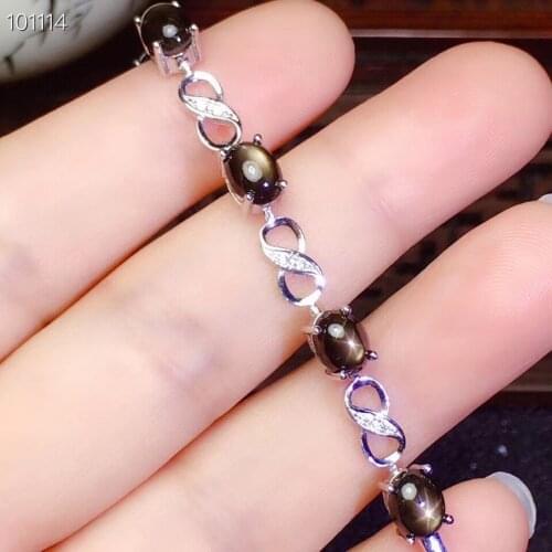 New Natural Starlight Sapphire Bracelet 925 Silver Womens Bracelet Brilliant Starry Party Style Jewelry