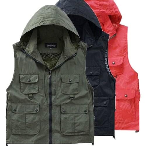 Mens Quick Dry Multi-pocket Fishing Hiking Travel Thin Vest New Outdoor Mountaineering Drift Advertising Photography Vest Tops
