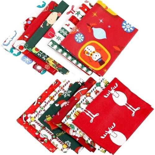 Dailylike 12 Pcs Christmas Cotton Fabric Bundle Sewing Square Patchwork Precut Fabric Patchwork Floral Printed Squares 40x50 cm