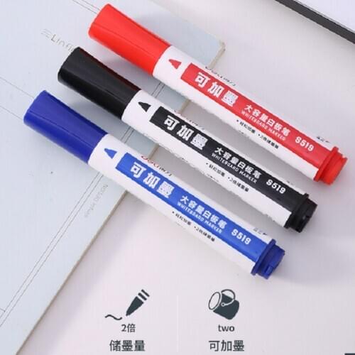 Deli can add ink, large capacity, easy to wipe single head waterproof whiteboard pen, marker pen teaching office stationery