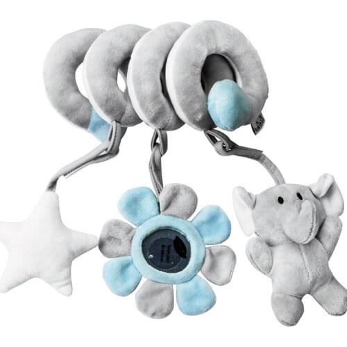 Baby Rattle Toys for Children Plush Rattle Crib Spiral Hanging Mobile Newborn Stroller Bed Animal Gift Happy Elephant 0-12 Month