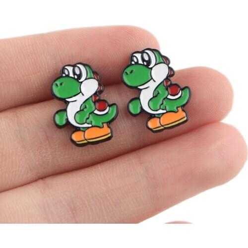 DZ1084 New Cute Game Dinosaur Stainless Steel Earrings for Women 2020 Stud Cute Enamel Earringsl Jewelry Kids Gifts Girls