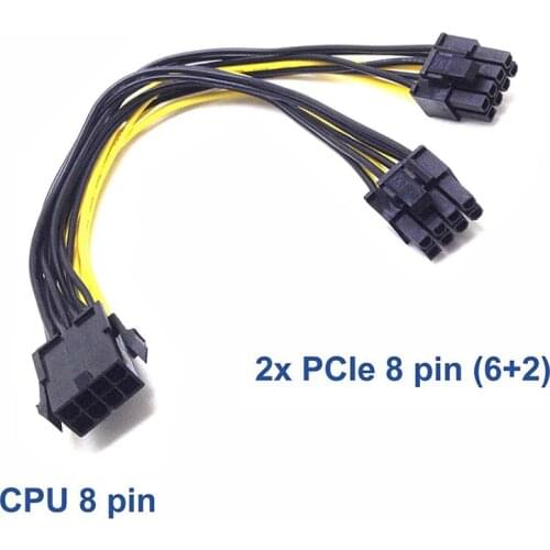 EPS CPU 12V 8 Pin to Dual 8 (6+2) Pin PCIE Adapter Power Supply Cable PCI-E Adapter Cable PCI-E 8pin to 8pin Converter