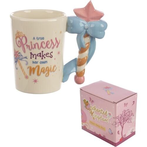 Coffee Mug 3D Painted Ceramic Scepter Hand Cup Cute Girl Heart Ceramic Water Cup Coffee Cup to Girlfriend