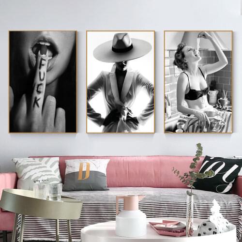 Fashion Wall Art Black White Underwater Woman Print Sexy Female Poster Canvas Art Beauty Wall Picture Painting Modern Home Decor