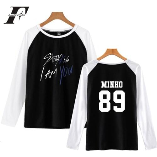 New 2018 Stray Kids I Am You t shirt women Member FELIX 00 Raglan T-Shirts cotton Long Sleeve Kpop tshirtclothese plus size