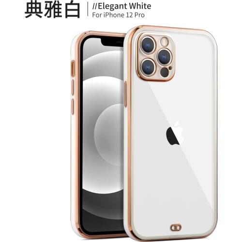 New Square Plating Frame Clear Phone Case For iPhone 12 11 Pro Max 12 Mini XS Max X XR 7 8 Plus SE 2020 Transparent Cover Case