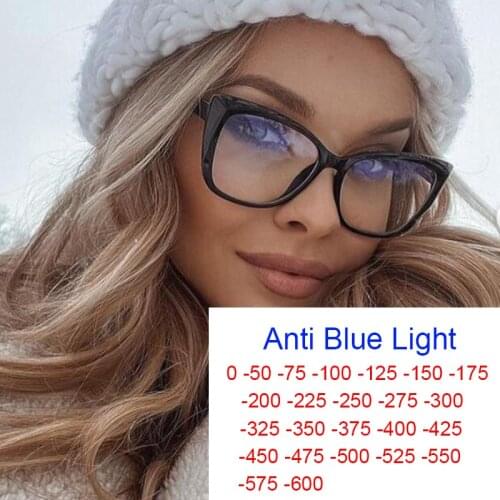 Vintage Black Square Graduate Glasses Women Luxury Brand Anti Blue Light Myopic Eyeglasses Clear Prescription Sun Glasses Frame