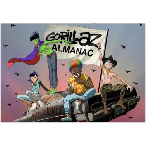 Custom Canvas Decor Gorillaz Band Colorful Wall Fabric Posters And Prints Home Decor Painting 20x30cm,27x40cm