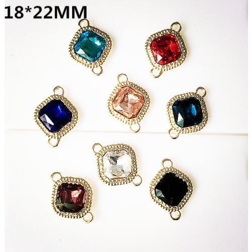 Diy Jewelry Making 50pcs/lot Square Rhinestone Core decoration Alloy Gold Tone Charms Fit necklace/Bracelet pendants accessory