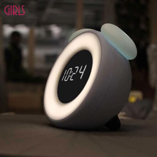 LED Digital Alarm Clock Silent Radio Electronic Small Alarm Clock Backlit Intelligent Sensor Children Cute Charging Night Light