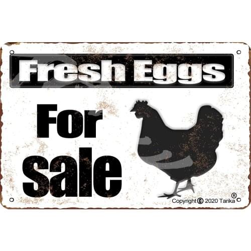 Fresh Eggs for Sale Tin Vintage Look 8X12 Inch Decoration Poster Sign for Home Kitchen Bathroom Farm Garden Garage Wall Decor