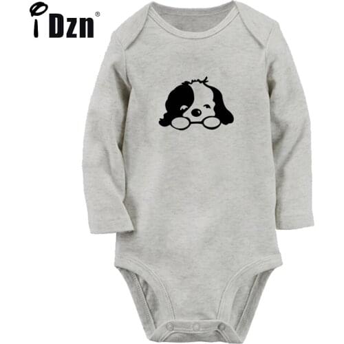 IDzn Baby Boys Girls Spring Autumn Bodysuit Newborn Funny Dog Clothing Cute Cartoon Puppy Rompers Cotton Long Sleeves Jumpsuits