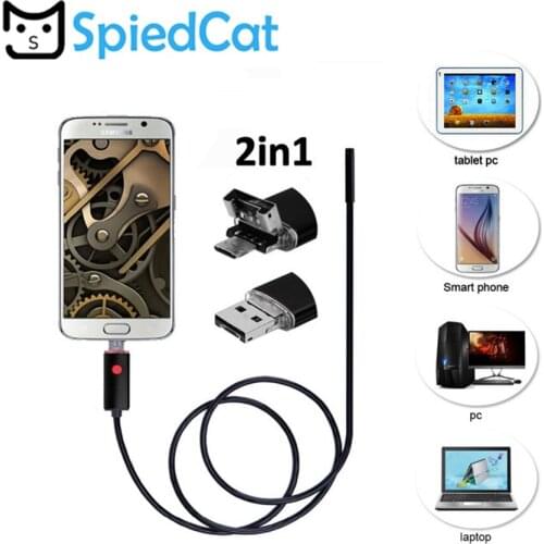 2 in 1 5.5mm Lens Micro/USB Waterproof Endoscope Borescope Snake Inspection Video Camera for Android PC Window 1M 2M 5M 10M